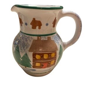Mesa Pottery Creamer Hand Painted  Maple Syrup Small Pitcher Vintage Cabin